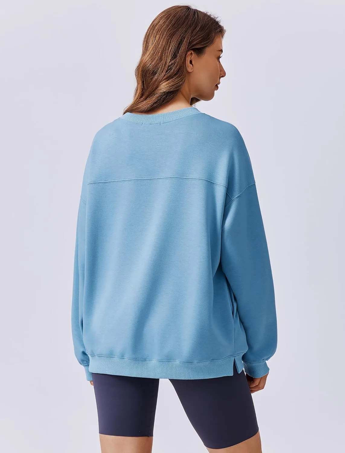 PINSPARK Sweatshirt for Women Oversized 2024 Fall Outfit Long Sleeve Y2K Pullover Top Crewneck Sweat Shirts with Side Pockets