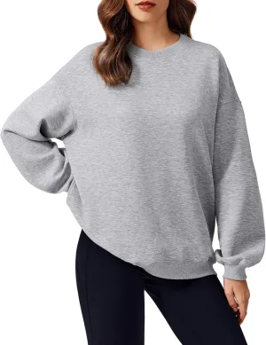 PINSPARK Sweatshirt for Women Oversized 2024 Fall Outfit Long Sleeve Y2K Pullover Top Crewneck Sweat Shirts with Side Pockets