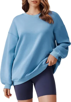 PINSPARK Sweatshirt for Women Oversized 2024 Fall Outfit Long Sleeve Y2K Pullover Top Crewneck Sweat Shirts with Side Pockets