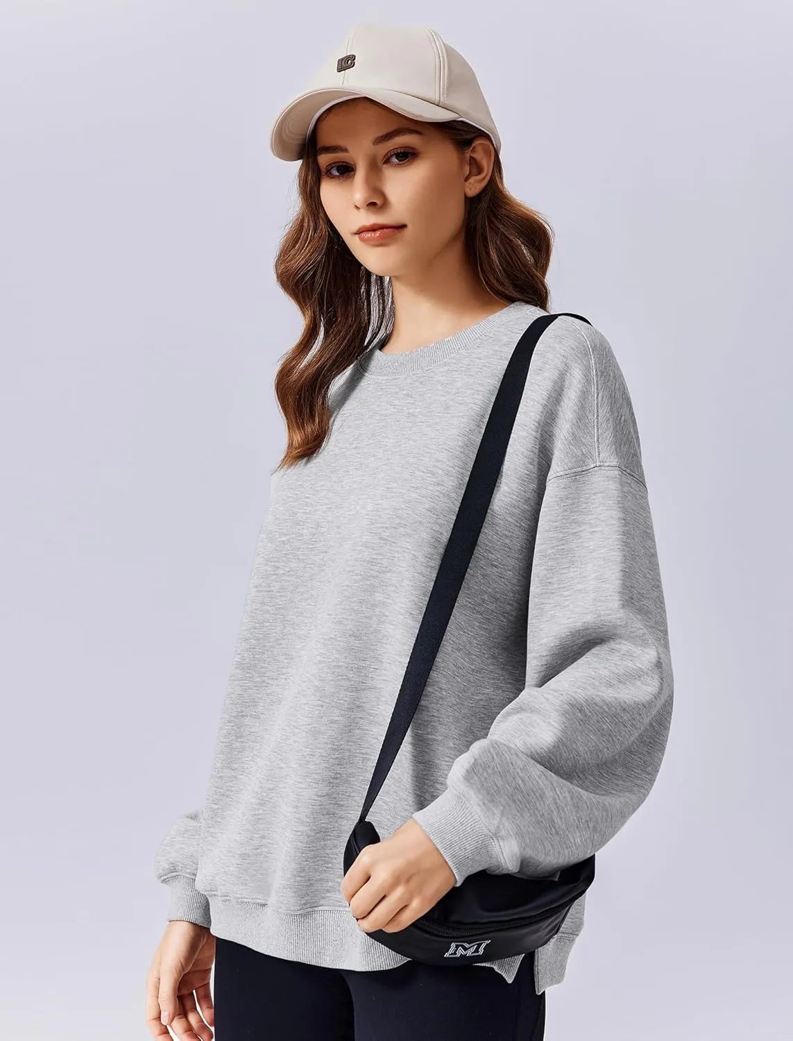 PINSPARK Sweatshirt for Women Oversized 2024 Fall Outfit Long Sleeve Y2K Pullover Top Crewneck Sweat Shirts with Side Pockets