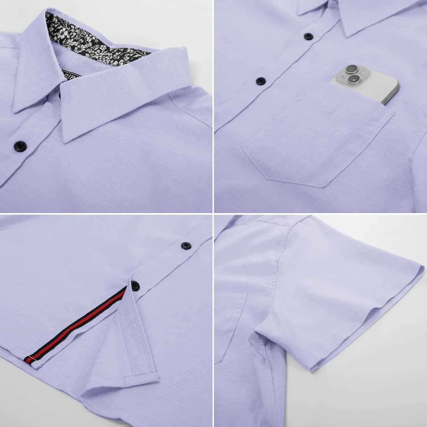 PJ PAUL JONES Mens Button Down Short Sleeve Shirt Casual Wrinkle Free Dress Shirt Summer Shirts with Pocket