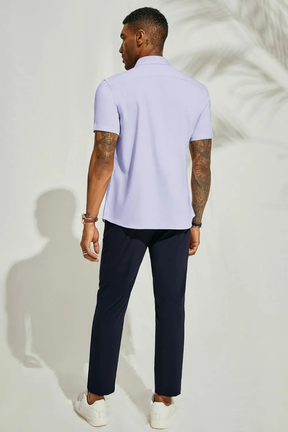 PJ PAUL JONES Mens Button Down Short Sleeve Shirt Casual Wrinkle Free Dress Shirt Summer Shirts with Pocket