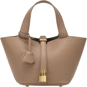 Premium Small Bucket Bag for Women  Chic & Practical Fashion Handbag with Lock Detail, Perfect for Work or Travel