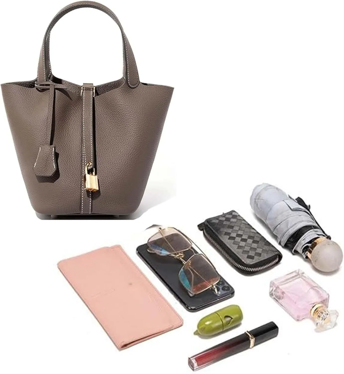 Premium Small Bucket Bag for Women  Chic & Practical Fashion Handbag with Lock Detail, Perfect for Work or Travel