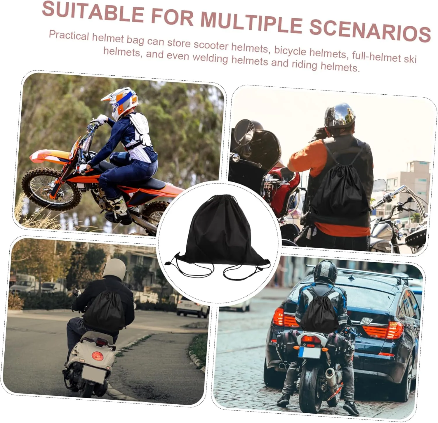 PRETYZOOM Portable Helmet Bag Drawstring Storage Pouch for and Cycling Gear Multi Functional Container for Helmets Towels Snacks More Durable Design
