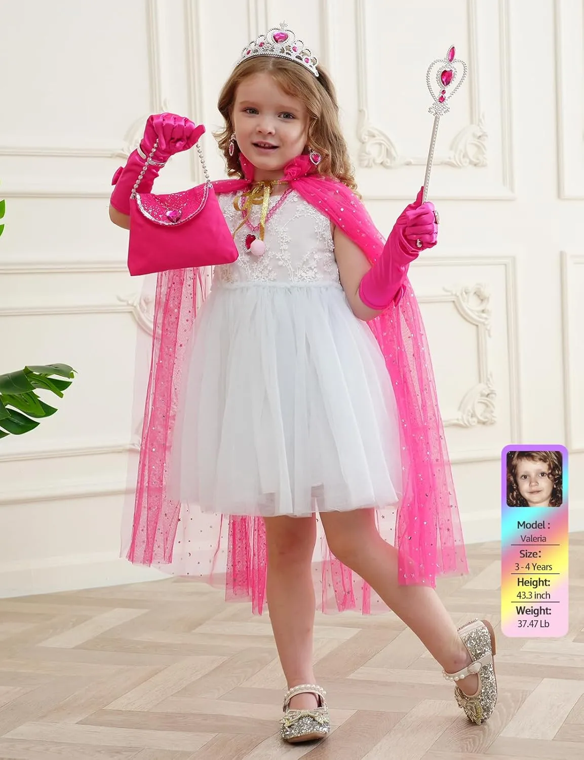 Princess Dress up Clothes for Little Girl, 10Pcs Princess Cape with Crown, Cosplay Christmas Halloween Birthday Gift