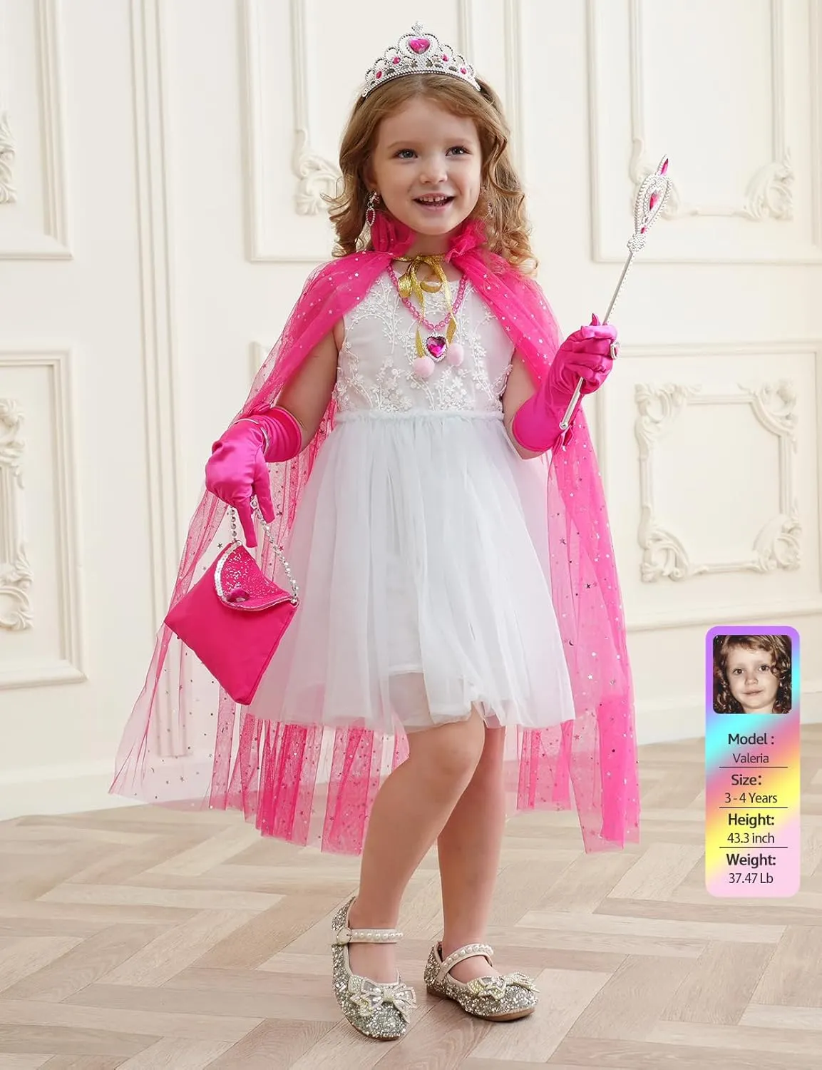 Princess Dress up Clothes for Little Girl, 10Pcs Princess Cape with Crown, Cosplay Christmas Halloween Birthday Gift