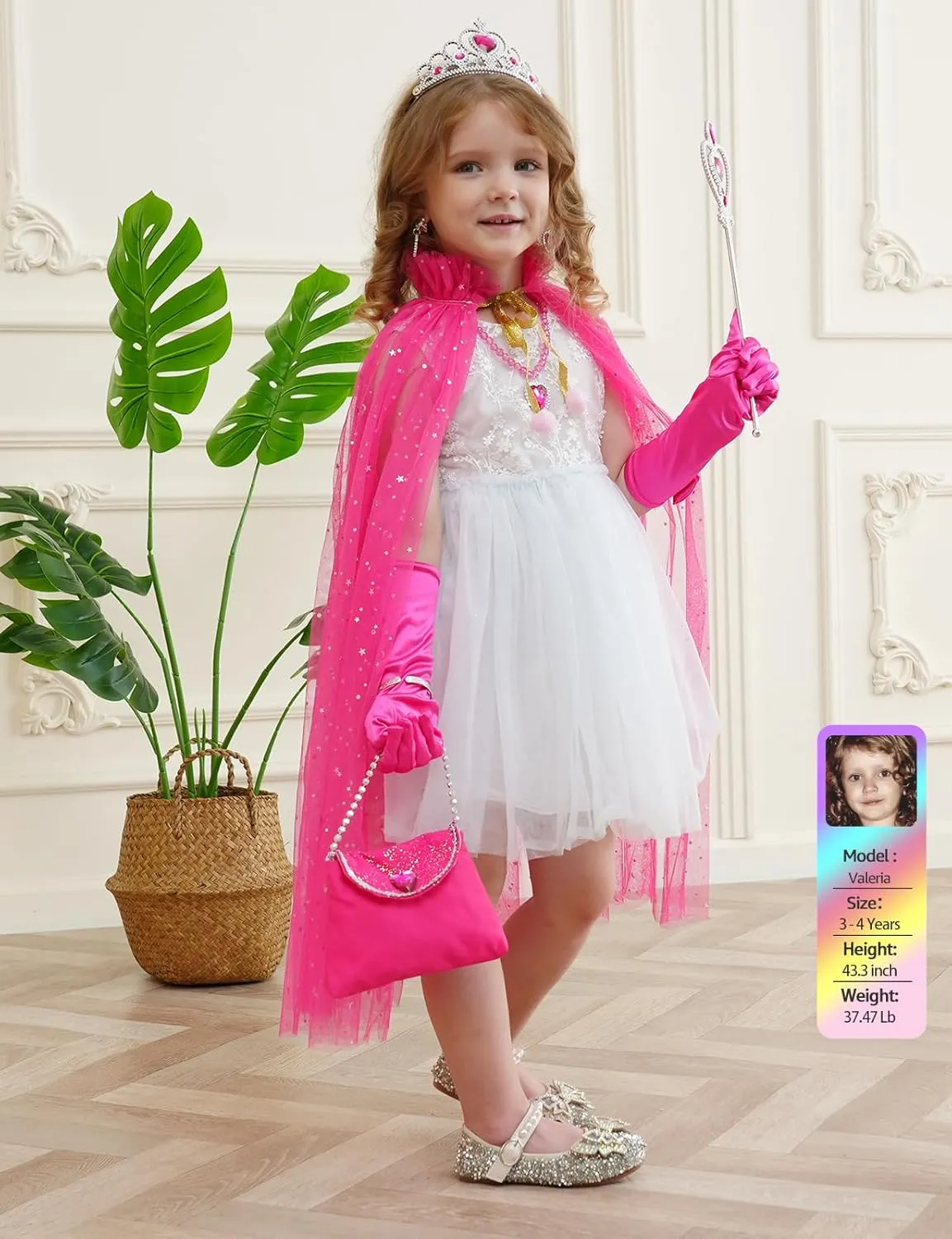 Princess Dress up Clothes for Little Girl, 10Pcs Princess Cape with Crown, Cosplay Christmas Halloween Birthday Gift