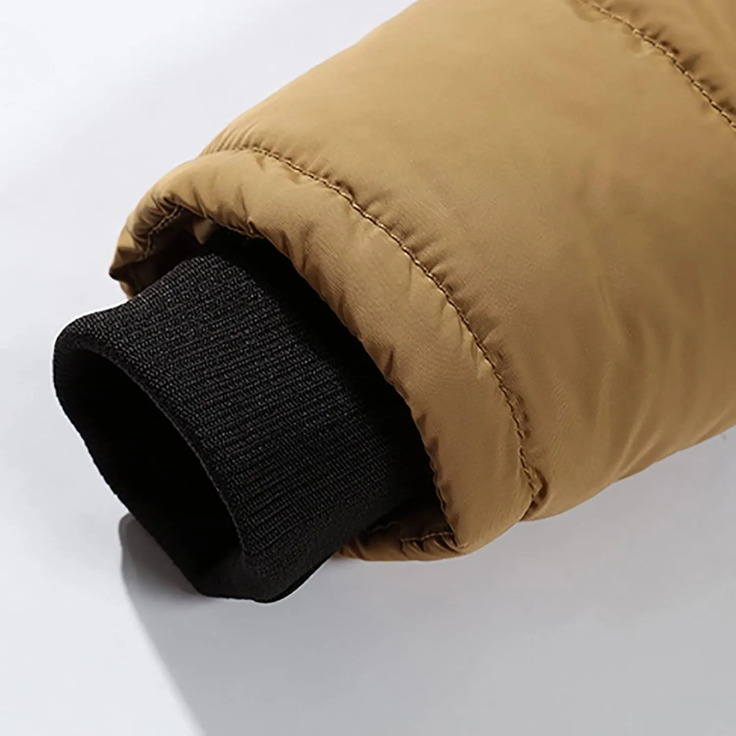 Puffer Jacket Men Fur Hood Winter Coat Zip up Padded Coat Warm Down Jacket Quilted Insulated Jacket Thermal Outwear