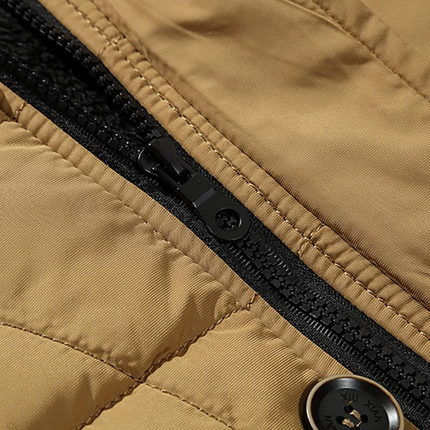Puffer Jacket Men Fur Hood Winter Coat Zip up Padded Coat Warm Down Jacket Quilted Insulated Jacket Thermal Outwear
