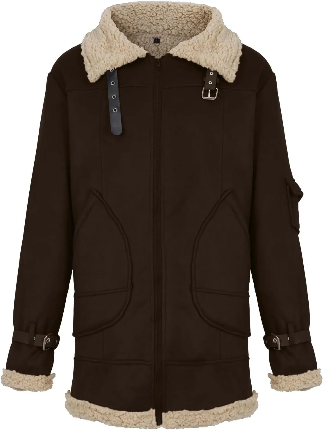 Puffy Jackets Winter Coat For Men Faux Suede Fur Jacket Lapel Heavyweight Thicken Thermal Sherpa Lined Overcoat