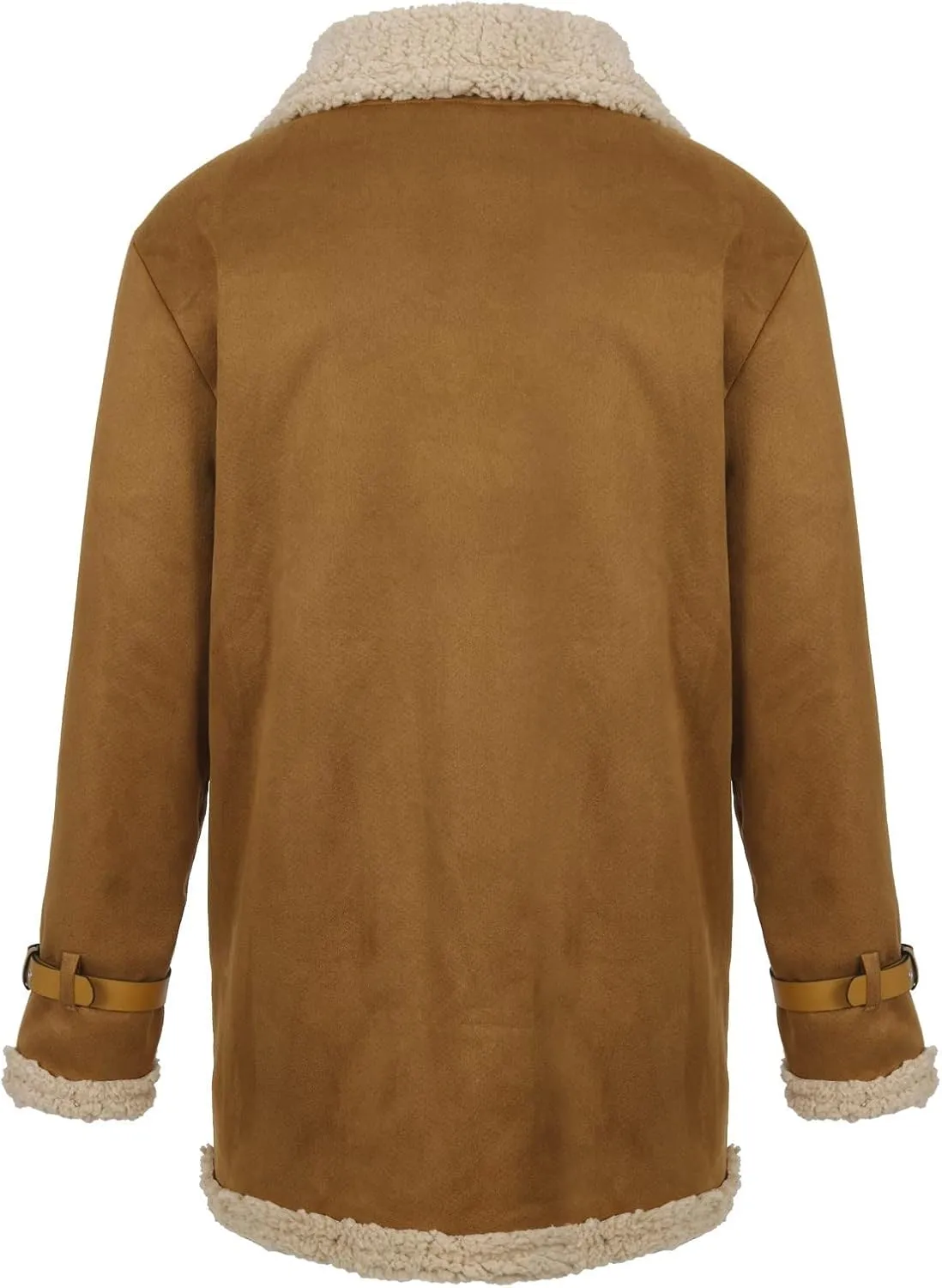 Puffy Jackets Winter Coat For Men Faux Suede Fur Jacket Lapel Heavyweight Thicken Thermal Sherpa Lined Overcoat