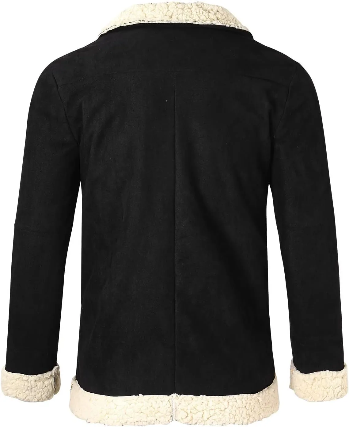 Puffy Jackets Winter Coat For Men Faux Suede Fur Jacket Lapel Heavyweight Thicken Thermal Sherpa Lined Overcoat