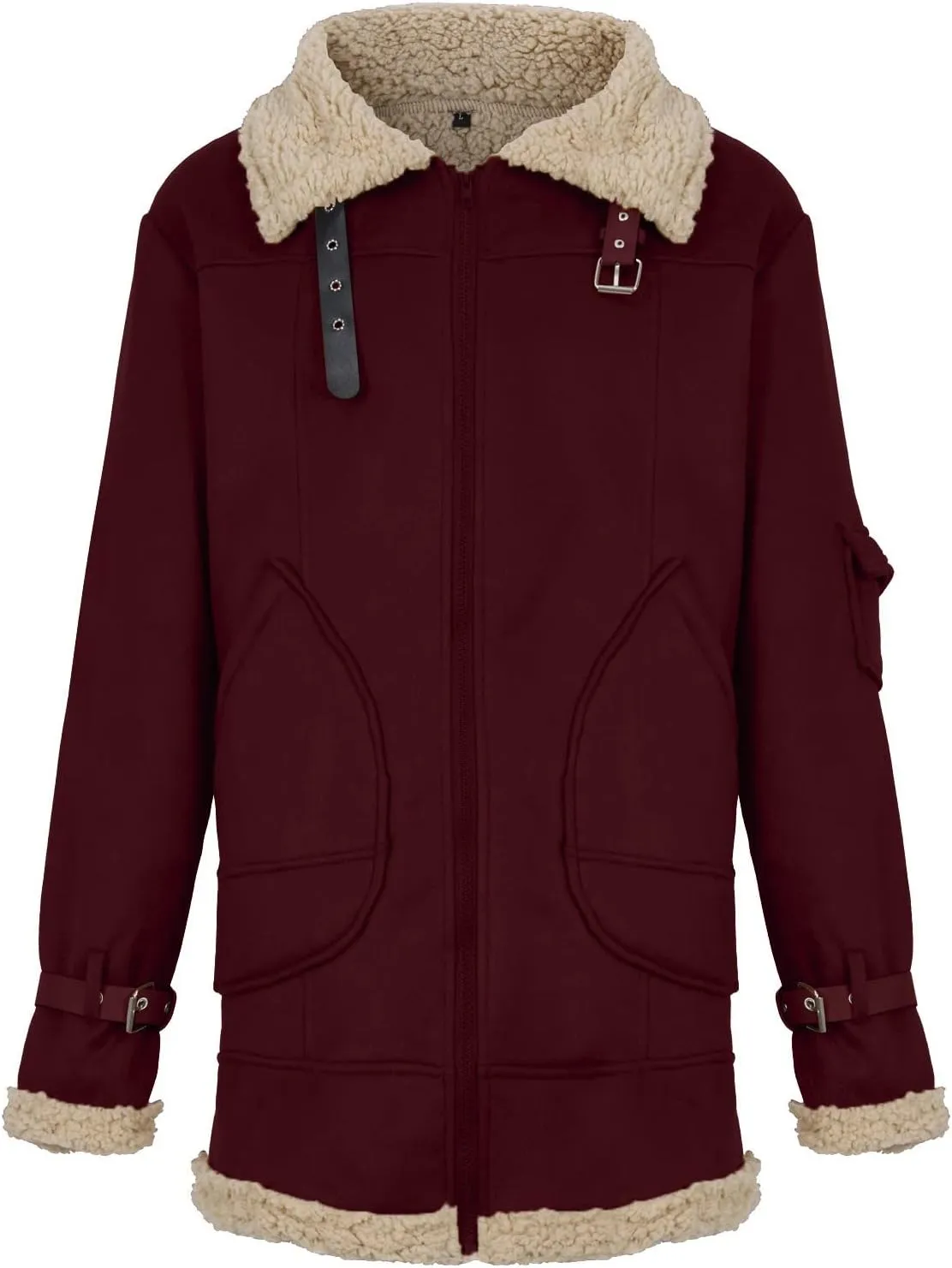Puffy Jackets Winter Coat For Men Faux Suede Fur Jacket Lapel Heavyweight Thicken Thermal Sherpa Lined Overcoat