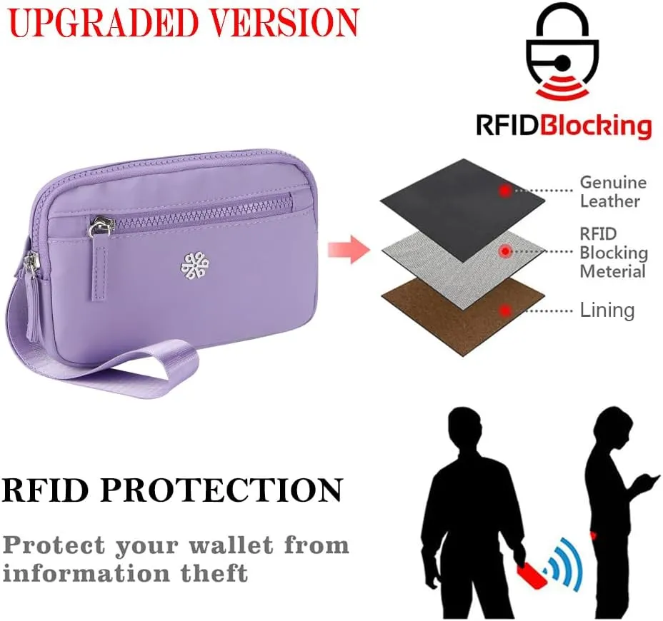 questAll Lightweight Waterproof Nylon RFID Wristlet Wallet for Women, Multi-Functional Travel Pouch, Practical Design 9103