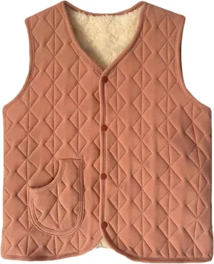 Quilted Puffer Vest for Women Button Down V Neck Coats Casual Sleeveless Padded Cotton Coats Warm Winter Gilet