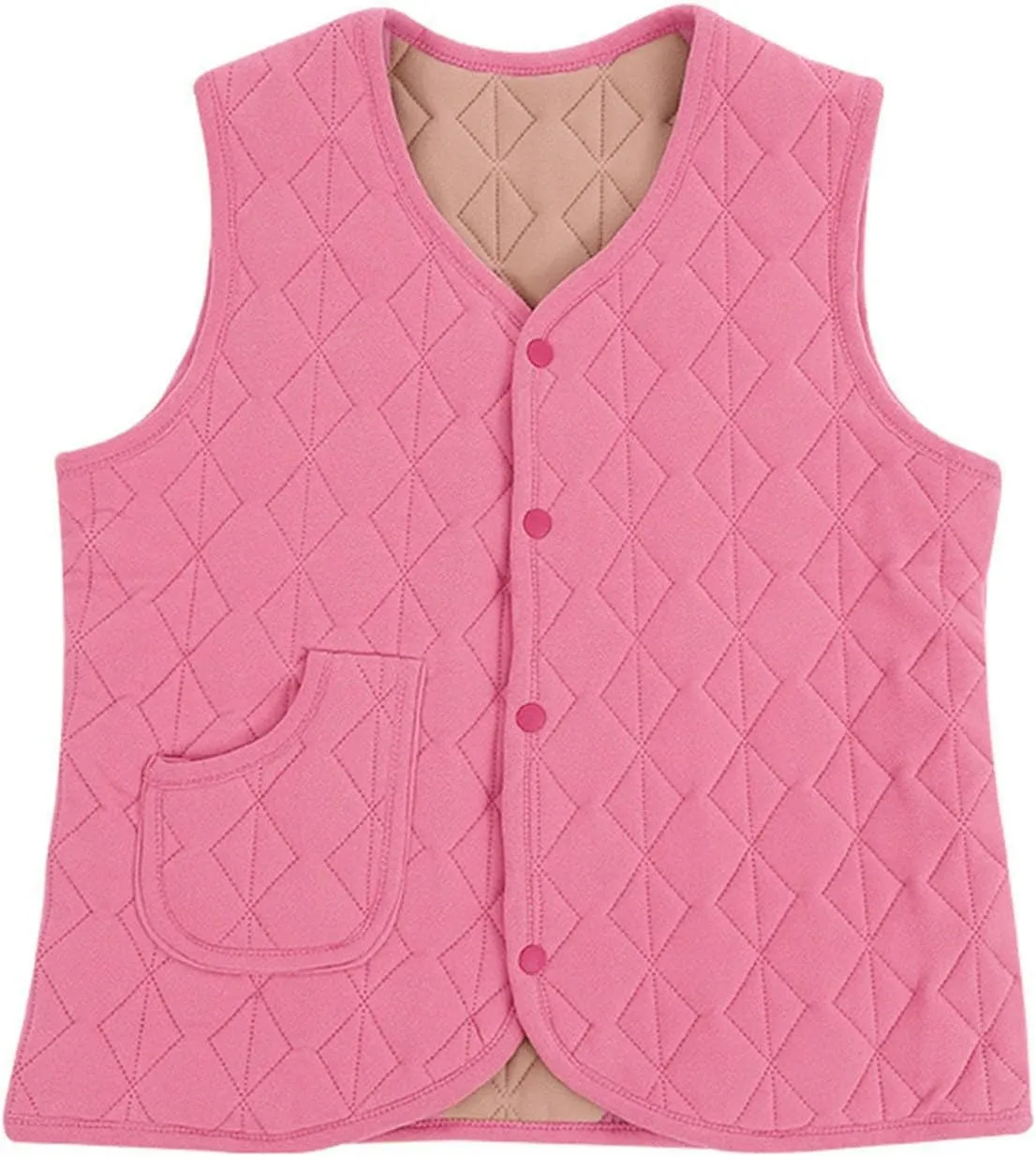 Quilted Puffer Vest for Women Button Down V Neck Coats Casual Sleeveless Padded Cotton Coats Warm Winter Gilet