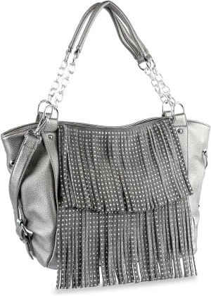 Retro Chic Sparkling Fringe Hobo Tote Shoulder Bag