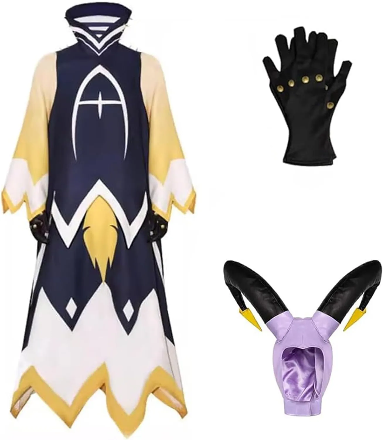 SHIKI Anime Adam Cosplay Costume Hazbim Hotel Adam The Exorcist Blue Cloak Robe Cape Suit Gloves Headwear Halloween Outfit (3XL-AdamFBA Blue)