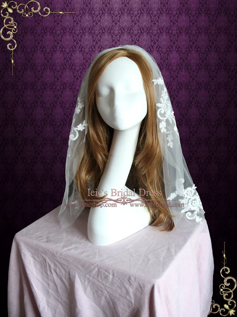 Short Elbow Length Lace Wedding Veil VG1061