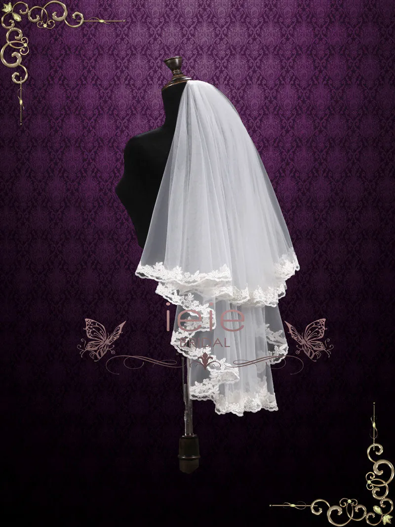 Short Lace Bridal Veil with Blusher VG1026