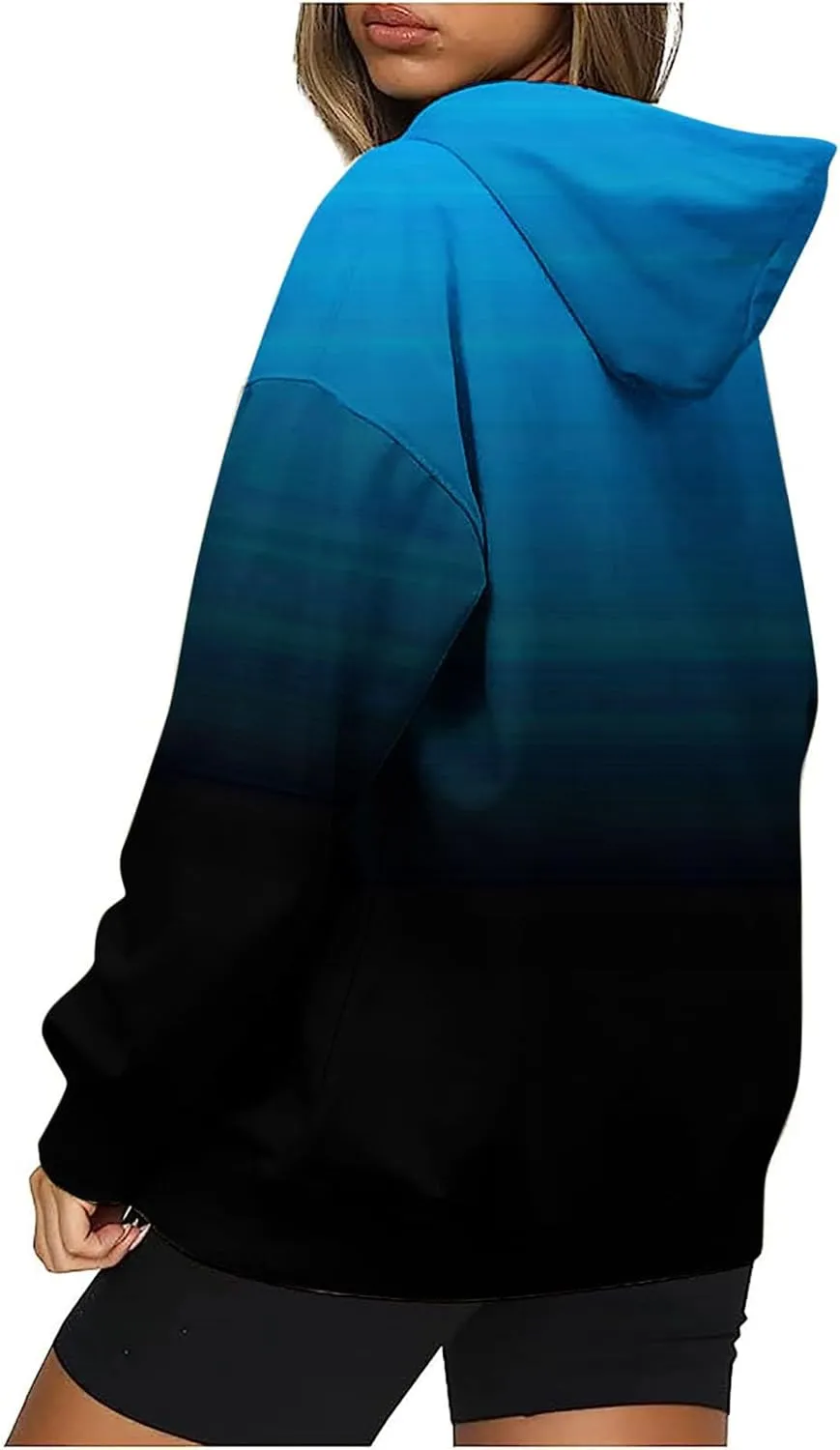 SMIDOW Oversized Hoodies For Women Trendy 2024 Gradient Plus Size Pullover Tops Teen Girls Fall Outfits Hooded Sweatshirt