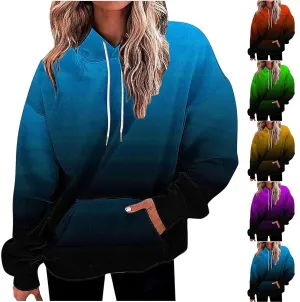 SMIDOW Oversized Hoodies For Women Trendy 2024 Gradient Plus Size Pullover Tops Teen Girls Fall Outfits Hooded Sweatshirt