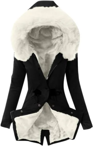 SMIDOW Winter Coats For Women 2023 Parkas Fuzzy Fleece Lined Jackets Cold Weather Thicken Warm Puffer Coat With Faux Fur Hood