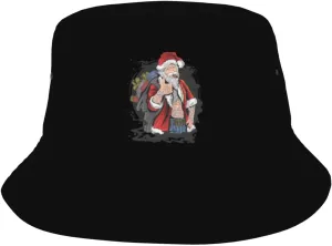 Smoking Santa Carrying A Gift Bag with A Thumbs Up Bucket Hat for Women Men Bucket Hats Summer Sun Hats Beach Travel Fishing Golf Cap Black