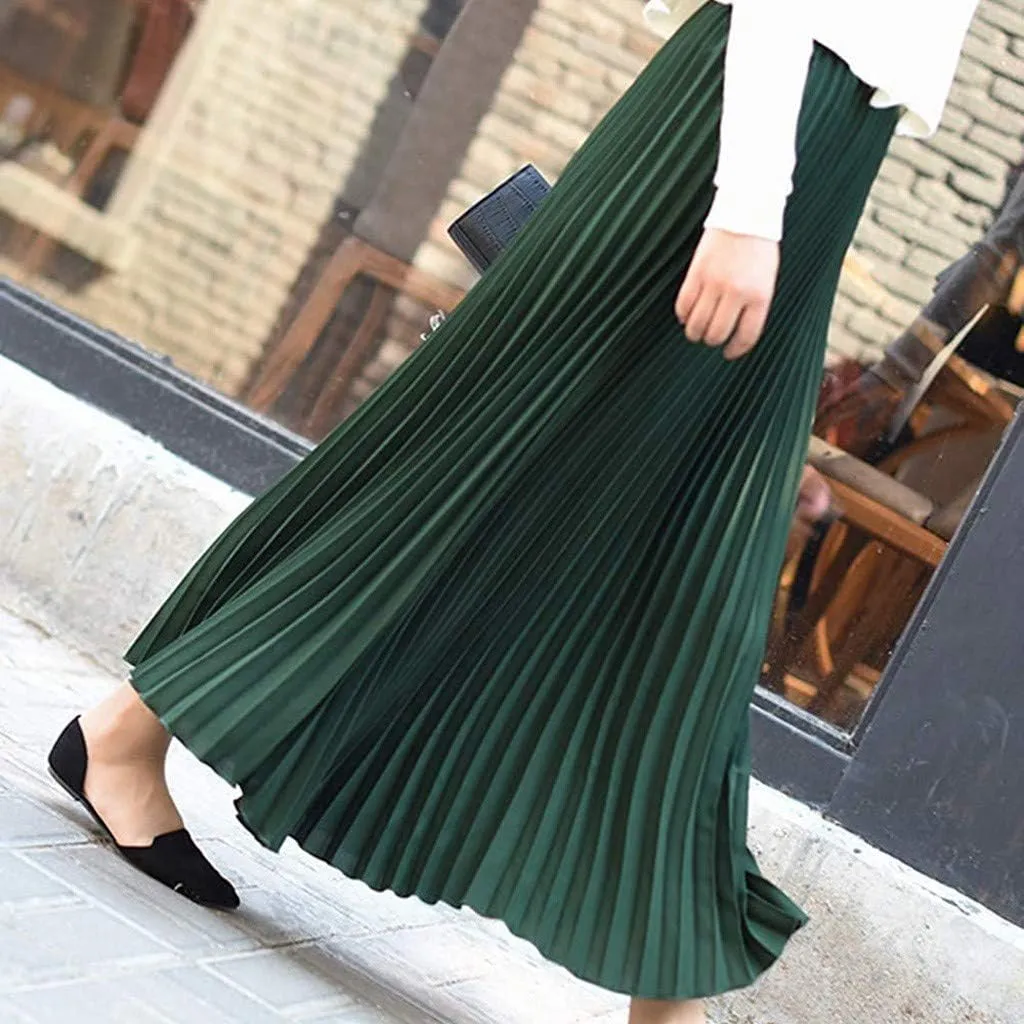Solid Holiday Skirts for Women A Line High Waisted Dress Color Pleated Rise Summer 2023 Renaissance Skirt Modest Robe