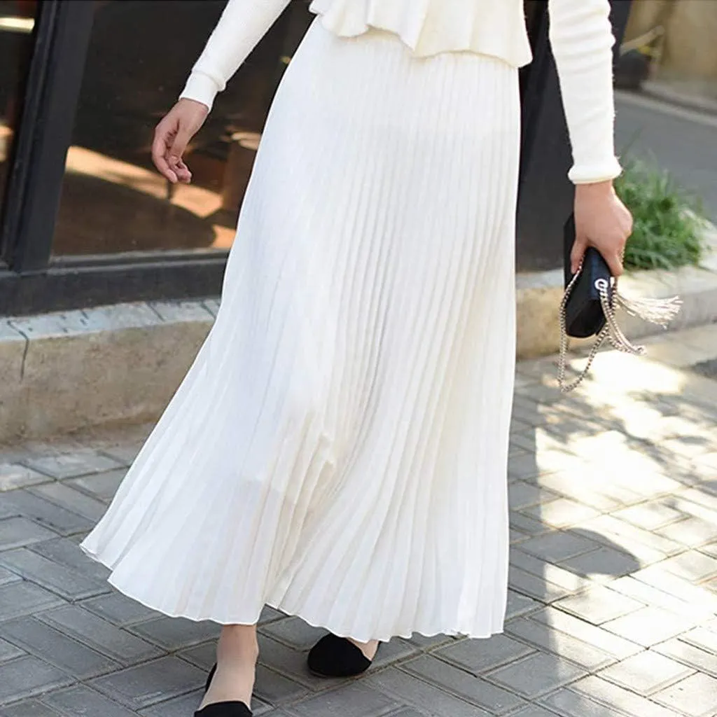 Solid Holiday Skirts for Women A Line High Waisted Dress Color Pleated Rise Summer 2023 Renaissance Skirt Modest Robe