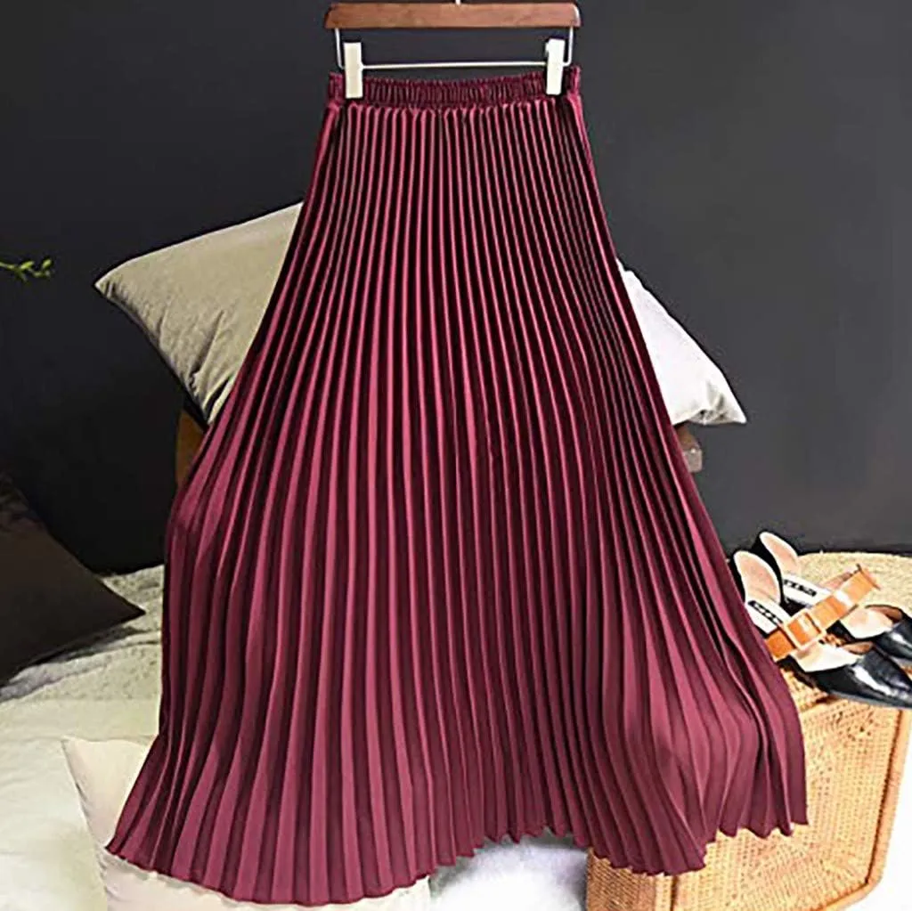 Solid Holiday Skirts for Women A Line High Waisted Dress Color Pleated Rise Summer 2023 Renaissance Skirt Modest Robe