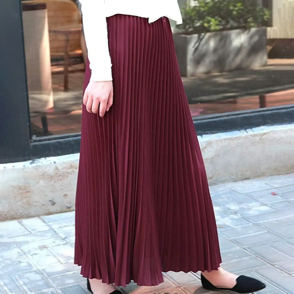 Solid Holiday Skirts for Women A Line High Waisted Dress Color Pleated Rise Summer 2023 Renaissance Skirt Modest Robe