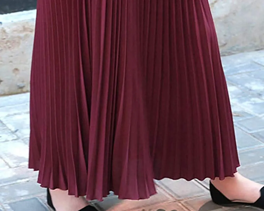 Solid Holiday Skirts for Women A Line High Waisted Dress Color Pleated Rise Summer 2023 Renaissance Skirt Modest Robe