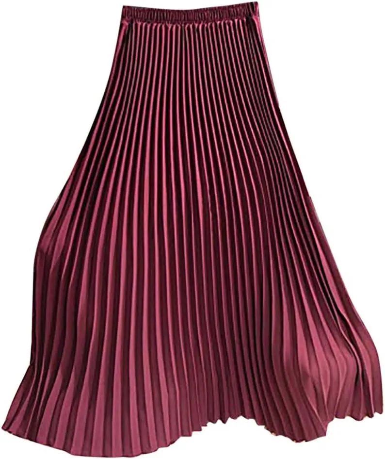 Solid Holiday Skirts for Women A Line High Waisted Dress Color Pleated Rise Summer 2023 Renaissance Skirt Modest Robe