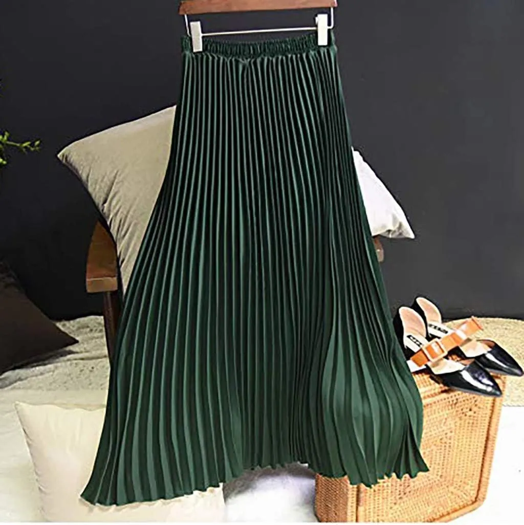 Solid Holiday Skirts for Women A Line High Waisted Dress Color Pleated Rise Summer 2023 Renaissance Skirt Modest Robe