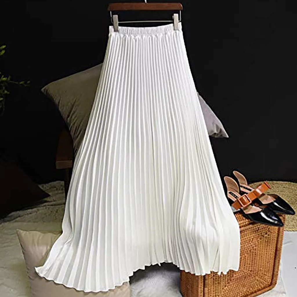 Solid Holiday Skirts for Women A Line High Waisted Dress Color Pleated Rise Summer 2023 Renaissance Skirt Modest Robe