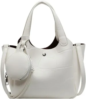 Solid PU Leather Bucket Bag Fashion Commuter Travel Shoulder Bag for Women with Practical Small Zipper Pocket 2025