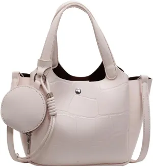 Solid PU Leather Bucket Bag Fashion Commuter Travel Shoulder Bag for Women with Practical Small Zipper Pocket 2025