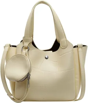 Solid PU Leather Bucket Bag Fashion Commuter Travel Shoulder Bag for Women with Practical Small Zipper Pocket 2025