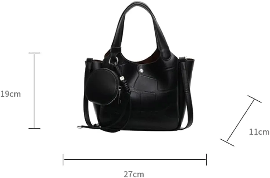 Solid PU Leather Bucket Bag Fashion Commuter Travel Shoulder Bag for Women with Practical Small Zipper Pocket 2025