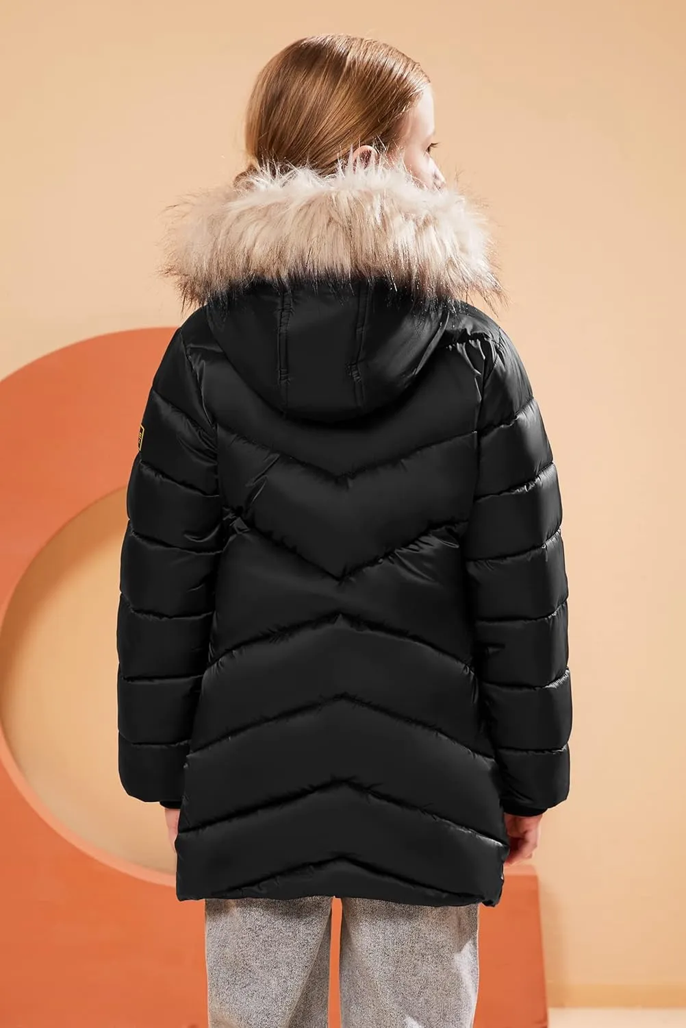SOLOCOTE Girls Winter Coats Hooded Sherpa Lined Lightweight Jacket Thick Warm Puffy Cotton Shiny Jackets