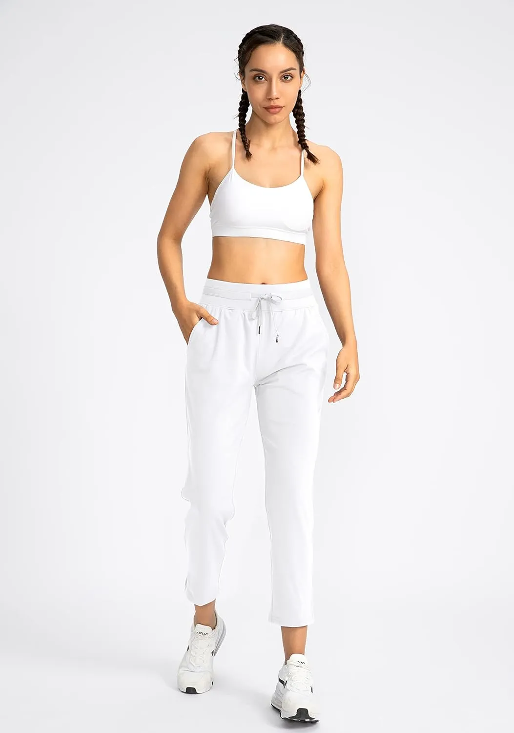 Soothfeel Women's Pants with 4 Pockets 7/8 Stretch High Waisted Sweatpants Travel Athletic Work Golf Pants for Women
