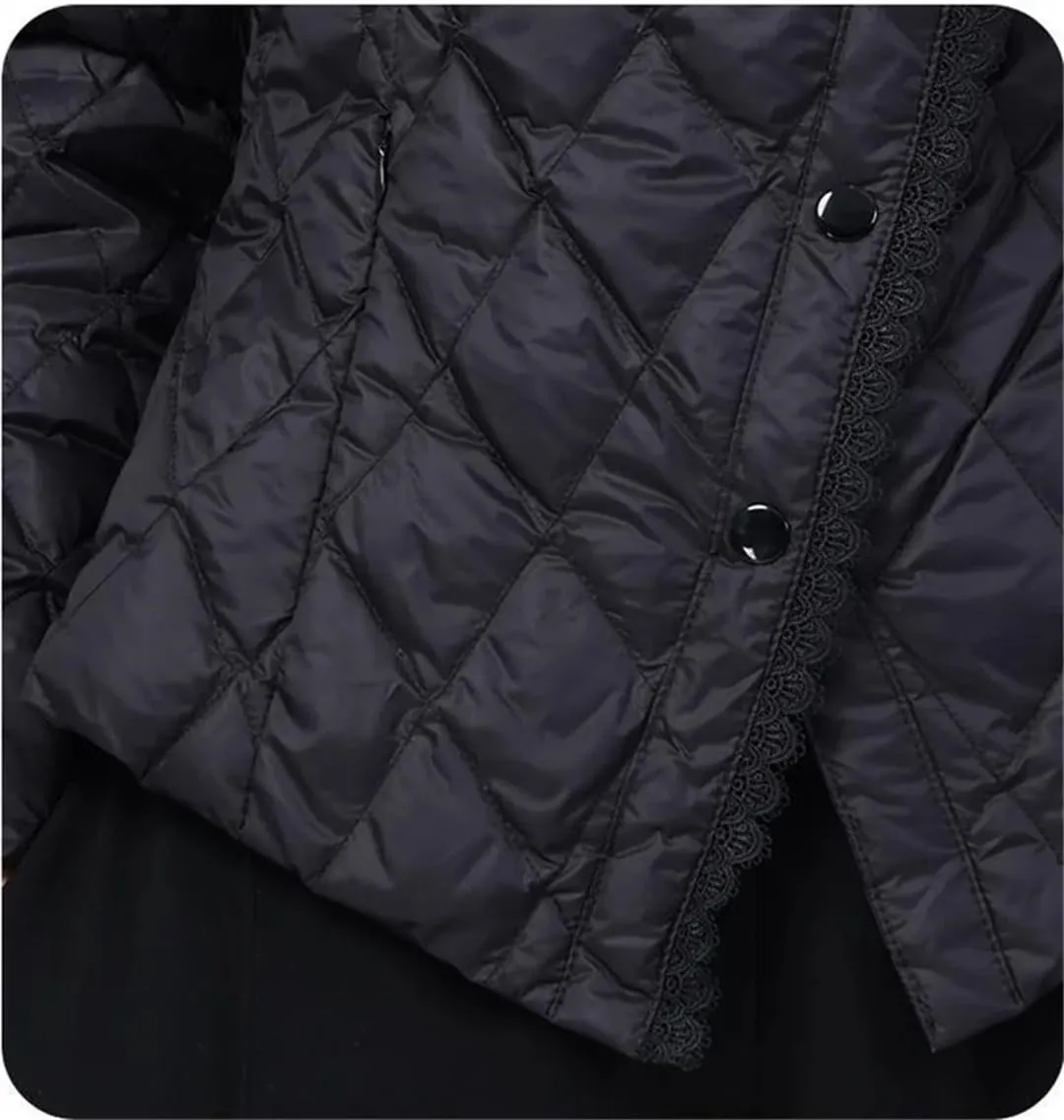 Spring Autumn Women Short Collar With Thin Slim Waist Cotton-Padded Coat Female Down Cotton-Padded Jacket