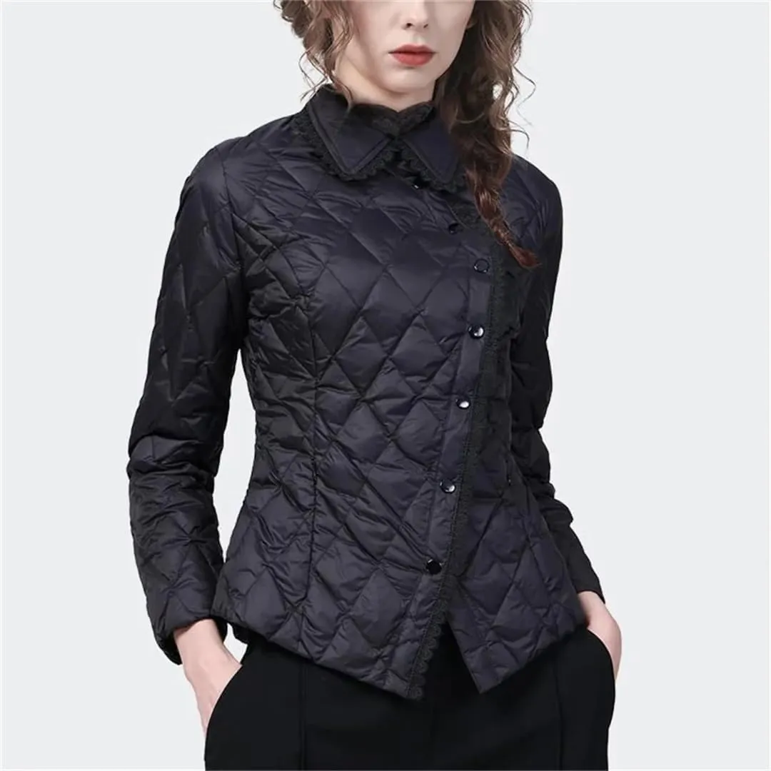 Spring Autumn Women Short Collar With Thin Slim Waist Cotton-Padded Coat Female Down Cotton-Padded Jacket