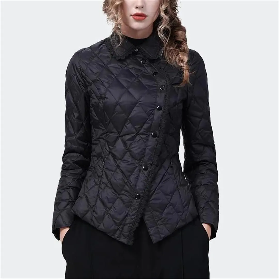 Spring Autumn Women Short Collar With Thin Slim Waist Cotton-Padded Coat Female Down Cotton-Padded Jacket