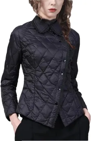 Spring Autumn Women Short Collar With Thin Slim Waist Cotton-Padded Coat Female Down Cotton-Padded Jacket