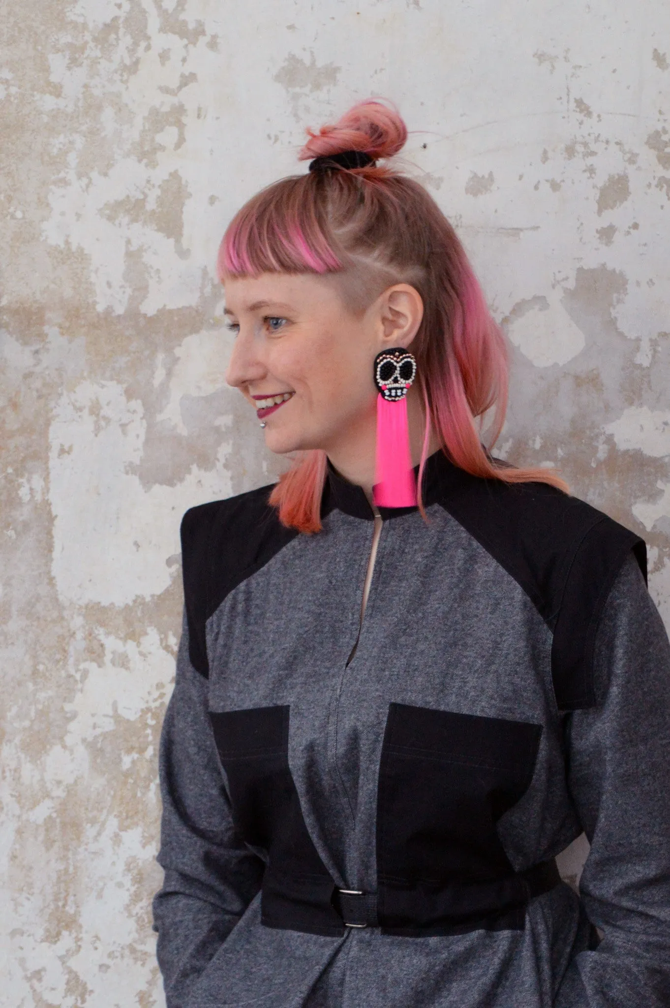 Sugar scull earrings with fringe