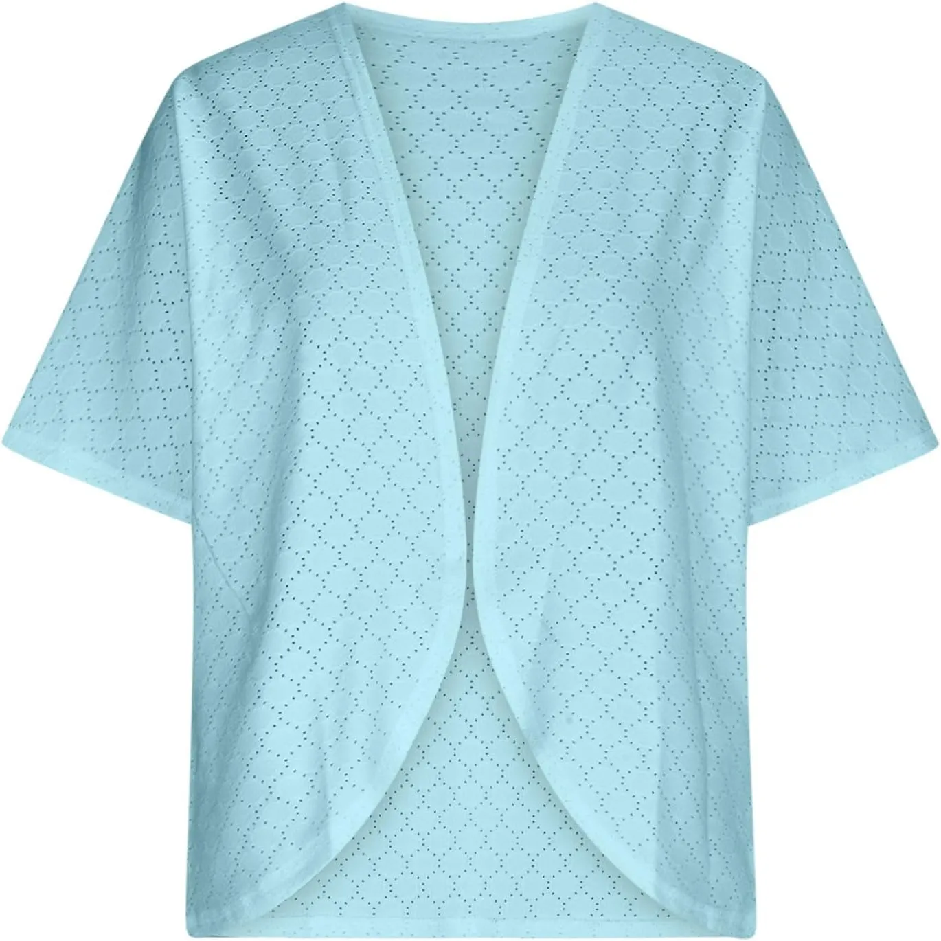 Summer Cardigans for Women Lightweight Kimono Cardigan Short Sleeve Eyelet Loose Fit Beach Wear Casual Cover Up Tops