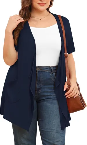 TIANZHU Plus Size Cardigan for Women Lightweight Short Sleeve Summer Dressy Light Cardigan